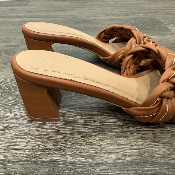 Kaanas Brown Braided Block Sandal Heels Size 10 - Picture 7 of 12